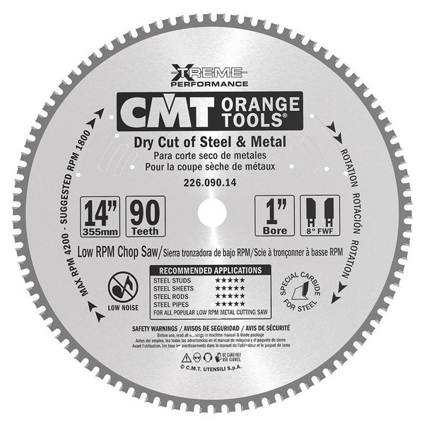 Cmt Orange Tools Industrial Dry Cut Steel Saw Blade 10Inch x 60 Teeth 8 Deg  FWF Grind with 58Inch Bore 226.060.10